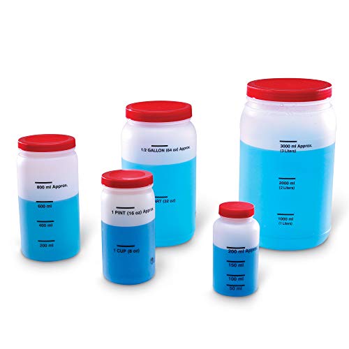 Learning Resources Measuring Jars - 5 Pieces, Grades K+| Ages 5+ Measurement Tools, Math and Science Classroom Supplies, Liquid Measurement and Equivalencies, Multicolor