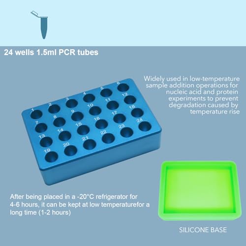 Aluminum Cooling Block - PCR Tubes Cooler, 24 Wells 1.5ml Centrifuge Tubes, Pack of One - size: 1.5mL 24 well