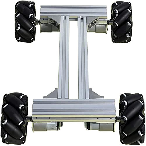 Mecanum Wheel 4wd Metal Robot Car Chassis Control Learning Kit for Arduino Raspberry Pie Microbit with DC Encoder Motor, DIY Steam AGV ROS AI Move Education Platform Robotic Functional Model Silver - color: Silver