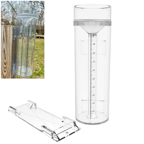 Outdoor Rain Gauge and Snow Professional Stratus Long Term, Made of UV and Heat Resistant Polycarbonate Material for All Weather Conditions with Precise Mounting Bracket