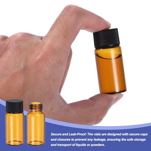 PATIKIL 10ml Amber Glass Vials, 12 Pack Sample Vials with Screw Cap and Write-on Spot Reagent Media Bottle with Labels Leak-Proof Liquid Vial for Lab - color: Brown, size: 10ml