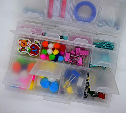 AideTek 2 units Half Transparent Multi-Purpose 24 Compartments Clear Organizer Case BOX-ALL-24 for sorted parts 3 sizes 24 compartments with lid - style: 2BOXALL24