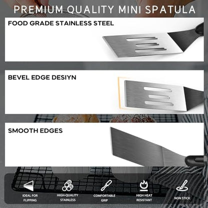 5Pcs Stainless Steel Mini Metal Spatula for Cooking Baking Serving - color: 5 PCS SOLID