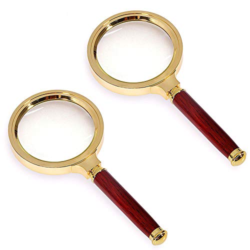 Magnifying Glass 6X Magnification Magnifier Handheld Magnifie - color: Red 6x, size: 2 Pcs