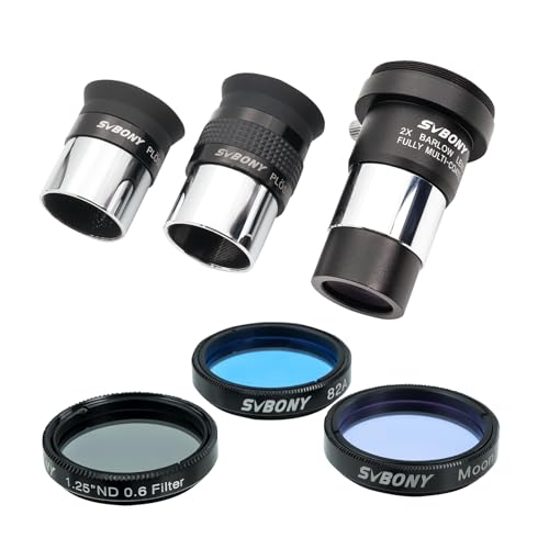SVBONY SV233 Telescope Eyepiece Set,7-Piece Eyepiece & Filter Accessory Kit - style: Basic Set 7 pieces