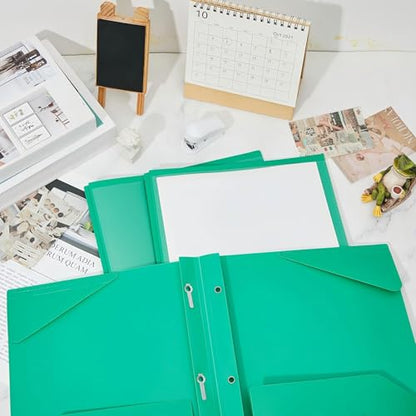 Henoyso 36 Pcs Plastic Folder with Clear Front Pocket, Green - color: Green