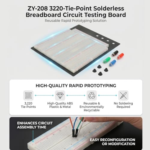 3220 Point Breadboard, Breadboard, 3220 TiePoints Solderless Breadboard Circuit Testing Board Reusable, Circboard Prototyping Boards