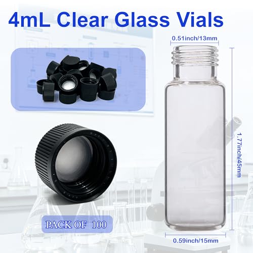 1 Dram Glass Vials, 200 Pack 4mL Clear Glass Oil Bottles with Caps - color: Clear