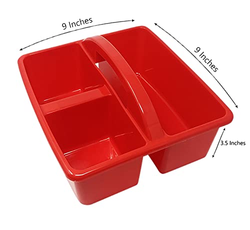 Podzly Classroom Caddy Organizer - Pack of 6 with 3 Compartments and Handle - Ideal Table Caddy for Classroom Supplies in Kindergarten - Classroom Storage Bins for Art and Craft Teachers