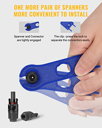 BougeRV 12 PCS Solar Connectors with Spanners Solar Panel Cable Connectors 6 Pairs Male/Female(10AWG) - size: 6 Pairs 10AWG Male/Female & 1 pair of spanners