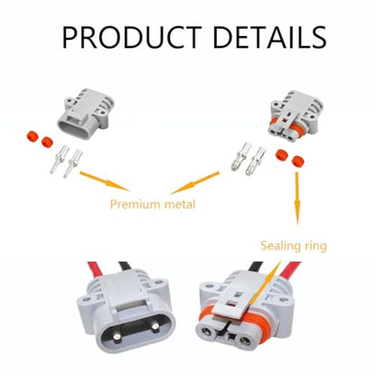 50A Battery Quick Connect Pair,IP68 Waterproof 8AWG Pre-Wired Plugs - size: Anderson 50A Waterproof Connector
