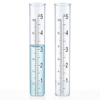 2-Pack Rain Gauge Replacement Tube - 5" Capacity Easy-to-Read Magnifying Rain Gauge for Outdoor - Plastic Clear Rain Gauges for Garden Yard Home - Accurate Measurement with Dual Scales
