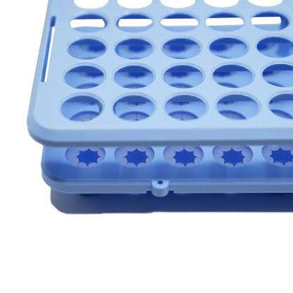 1 Pcs Plastic Test Tube Rack, 50 Holes for 5/10/15mL Tubes, 18mm Diameter - color: Light Blue