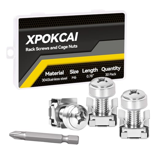 30-Pack 304 Stainless Steel M6*20mm Rack Screws & Cage Nuts - color: 304 stainless steel-M6, size: 30 Pack
