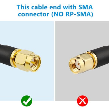 MOOKEERF KMR240 SMA Male to SMA Male Coaxial Cable 50 ohm Coax Ultra Low Loss Antenna Extension for 3G/4G/5G/LTE Network Equipment, GPS, RF Radio (50FT) - size: 50 FT