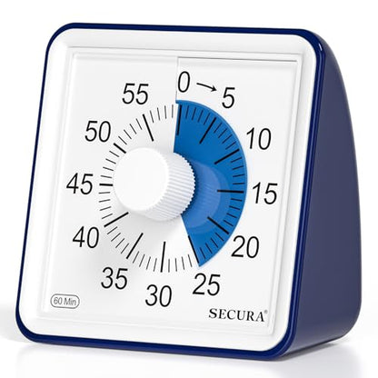 Secura Visual Timer for Kids, 60 Minute Classroom Countdown Timer for Study - color: Navy Blue & Navy Blue
