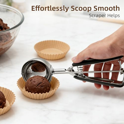 Extra Large Ice Cream Scoop 70MM, Trigger Release Stainless Steel Cookie Scoop, Portion Scoop 3.7 oz/105ml, Commercial Food Disher, for Portion Control, Cookie Dough, Cupcake Batter (7 Tablespoon) - size: 7 tbsp