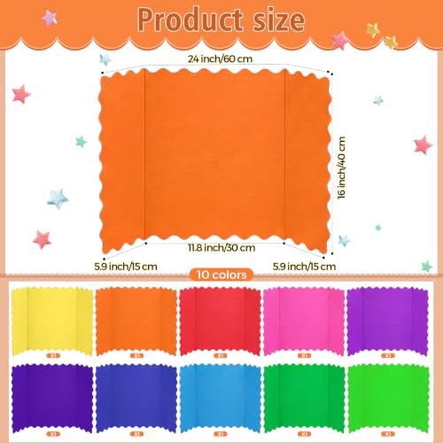 Mooliwe 24" X 16" 10 Pack Scalloped Trifold Poster Board,Neon Colors - color: Neon Colors, size: 24" X 16"