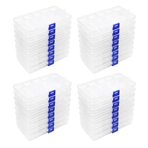 32 Pack 15 Grid Small Parts Organizer, Clear Box with Dividers