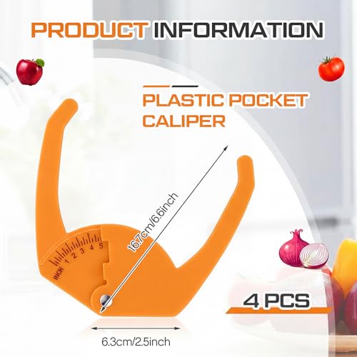4 Pcs Plastic Pocket Caliper 7" Range Caliper Measure Tool, Orange - color: Orange