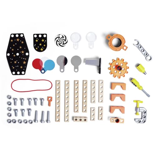 Hape Junior Inventor Optical Science Lab | 53 Piece STEAM Wooden Playset, Experiments & Reactions Science Kit for Kids 4+ Years (E3034A)
