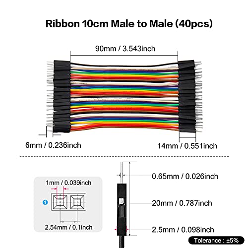 Chanzon 40pcs 10cm Male to Male Ribbon Jumper Wire Dupont Cable Line - color: (1) Male to Male (40pcs), size: 10CM