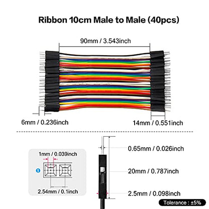 Chanzon 40pcs 10cm Male to Male Ribbon Jumper Wire Dupont Cable Line - color: (1) Male to Male (40pcs), size: 10CM