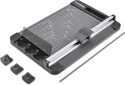 Rotary Paper Cutter, 3-in-1 Paper Trimmer, 12 Inch Cutting Length with Straight Cut/Perforating Cut/Wavy Cut, Enclosed Blades for Safe Use, Ideal for Cardstock/Paper Craft Projects