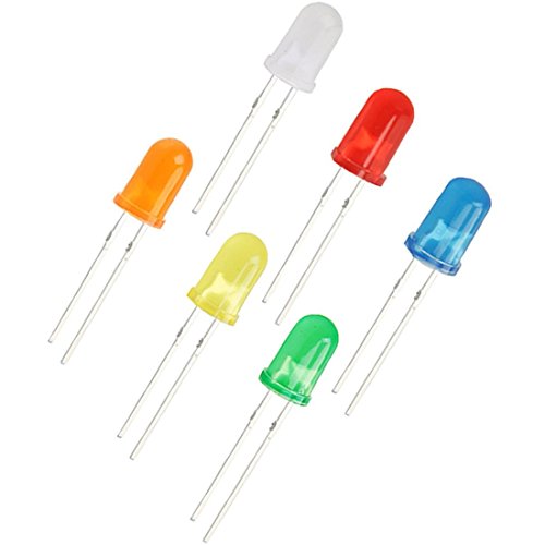 120PCS 6 Color (20pcs x 6 Colors) 5mm Assorted Diffused LED Light Emitting Diode Light with White Red Blue Green Yellow Orange - color: 6 Colorsx20pcs