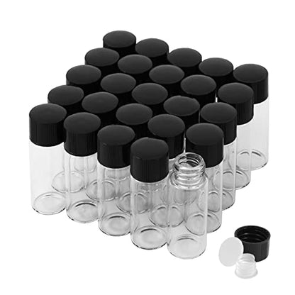 25PCS 10ml Clear Glass Small Vials with Screw Caps & Plastic Stoppers - size: 10ml