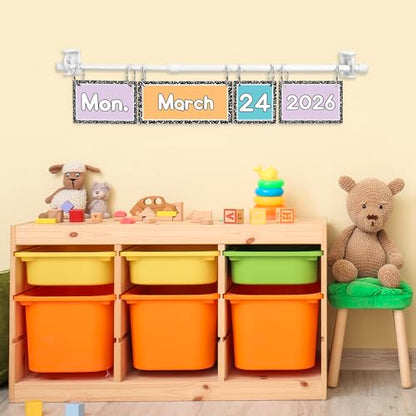 FYSUIMU Composition Notebook Calendar Bulletin Board Set Pastel Flip Calendar with 54 Cards & Adjustable Holder for Back to School Classroom Home Office DIY Decoration Supplies - style: pastel composition