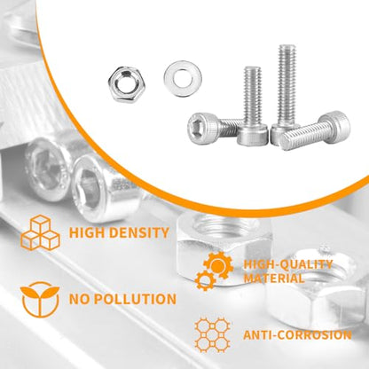 900 Pcs M2 Screws, Nuts and Washers Set - Hex Socket Head Cap Screws Kit - Stainless Steel Bolts Assortment - Metric Machine Screws With Fully Threaded Hex Nuts - size: M2