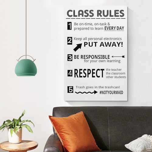 Posters Classroom Rules Poster Class Rules Poster for Middle School Classroom Expectations Posters for High Canvas Painting Posters And Prints Wall Art Pictures for Living Room Bedroom Decor 12x18in