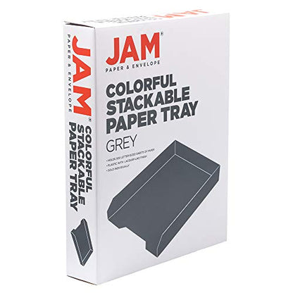 JAM PAPER Stackable Paper Trays - Grey - Desktop Document, Letter, & File Organizer Tray - Sold Individually - color: Gray, size: Pack of One (1) Tray