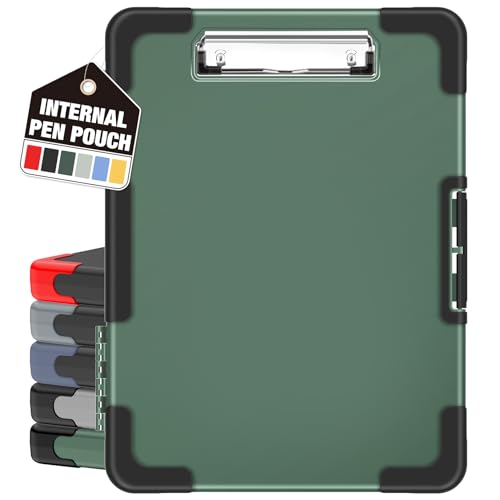 Sooez Toughest Clipboard with Storage, Clip Boards 8.5x11 with Pen Pouch - color: Green