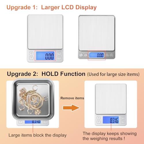 BOMATA 0.01g Small Digital Gram Scale, Upgraded 1kg Jewelry Scale - size: 0.01g/1kg Silver (Battery)