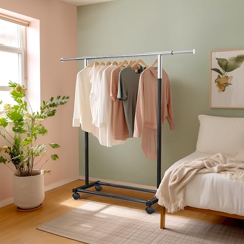 Simple Houseware Standard Rod Garment Clothing Rack, Black - color: Black