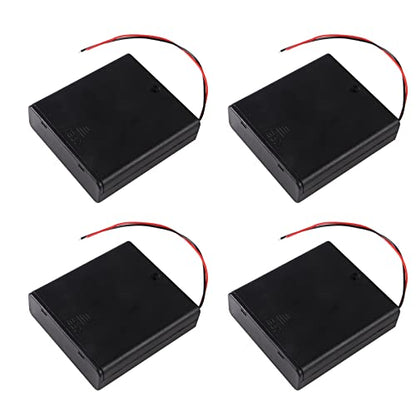 4Pcs 4 Slots 1.5V AA Battery Case Holder 4 x 1.5V AA Battery Spring Clip Storage Box with Wire and ON/Off Switch - size: AA 4 Cell