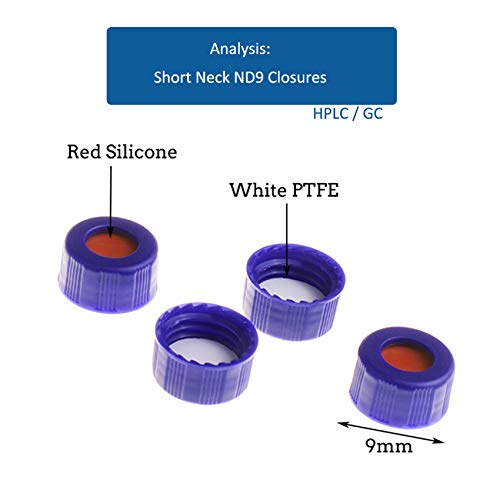 2ml Autosampler Vial, 9-425 HPLC/GC Sample Vials with Screw Caps, 100 PCS - color: Clear Vial & White PTFE Red Silicone Liner