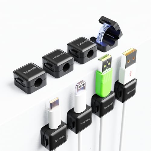 8-Pack Magnetic Cable Clips, Adhesive Cord Holder for Desk, Nightstand, Wall, Car - Secures USB/HDMI/Charger Cables (No Residue, Black) - style: 8Pack Black