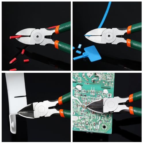 SPEEDWOX Wire Flush Cutters 6 Inch Precision Side Cutter Wire Cutter Pliers with Spring Functional Precision Tools for Cutting Electronics Wires Handmade and Any Clean Cut Needs - size: 6"