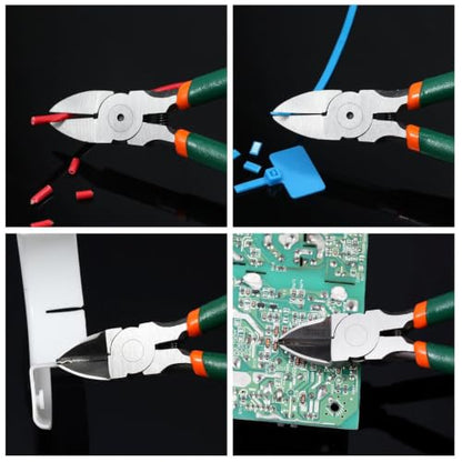 SPEEDWOX Wire Flush Cutters 6 Inch Precision Side Cutter Wire Cutter Pliers with Spring Functional Precision Tools for Cutting Electronics Wires Handmade and Any Clean Cut Needs - size: 6"