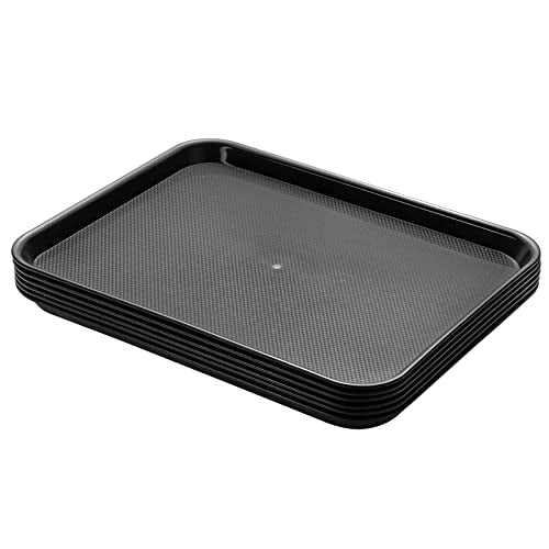 Aebeky Plastic Cafeteria Trays,Fast Food Serving Trays,13"X17",Set of 6 (Black) - color: Black