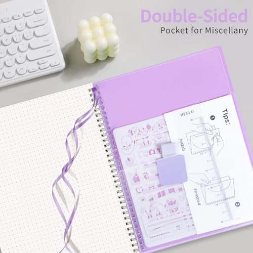 AHGXG Dotted Journal, Grid Spiral Notebook, 110 Pages, A4 (8.5" x 11") - color: Purple, style: A4-Dotted
