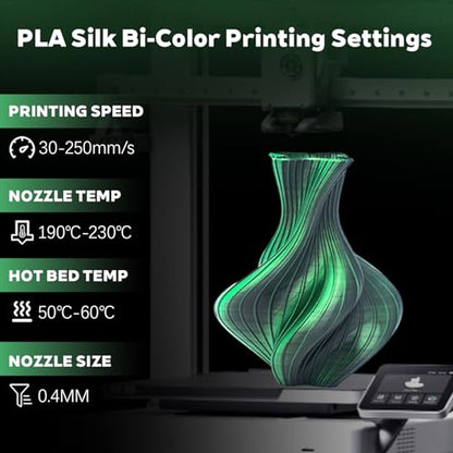 Silk Dual Color Black Green PLA 1.75mm 1kg Shiny 3D Printer Filament FDM - color: A_pla-2ssc-16 Silk Black+green