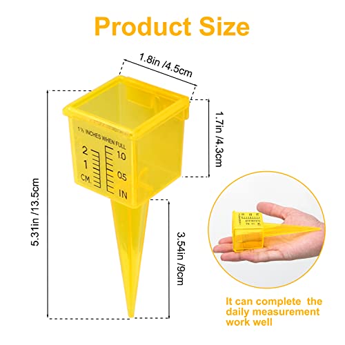 10&15&20P Rain Gauge Outdoor, 1.5" Sprinkler Gauge Lawn Water Gauge for Rain with Wide Mouth Water Measuring Tool for Yard Garden Lawn Decor (20, Yellow)