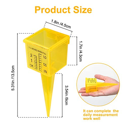 10&15&20P Rain Gauge Outdoor, 1.5" Sprinkler Gauge Lawn Water Gauge for Rain with Wide Mouth Water Measuring Tool for Yard Garden Lawn Deco (10, Yellow)