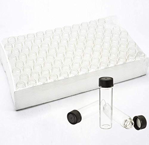 Pack of 100 Glass Vials with Black Phenolic Screw Caps (4ml, Clear) - color: Clear, size: 4ml