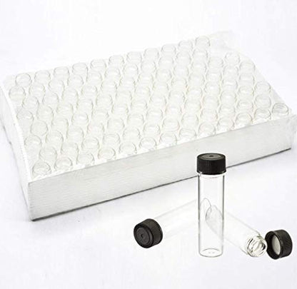 Pack of 100 Glass Vials with Black Phenolic Screw Caps (4ml, Clear) - color: Clear, size: 4ml