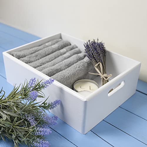 Creative Deco XL White Wooden Crate Nesting Crate Handles - color: White, size: XL